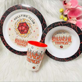   Stranger Things Upside Down étkészlet, micro műanyag szett, pohárral 260 ml