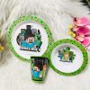 Minecraft Pixelcraft étkészlet, micro műanyag szett, pohárral 260 ml