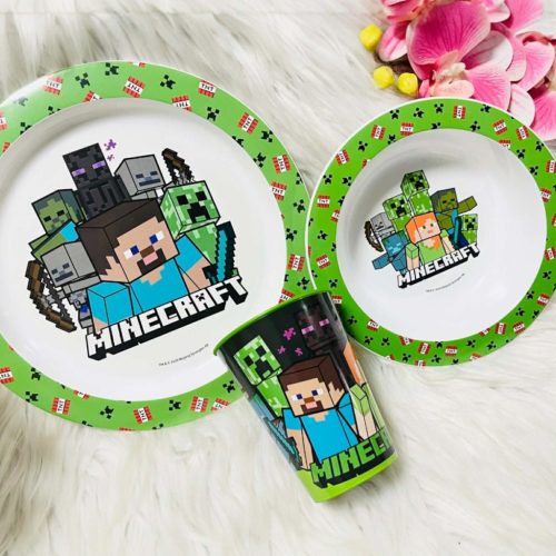 Minecraft Pixelcraft étkészlet, micro műanyag szett, pohárral 260 ml