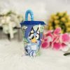 Bluey szívószálas műanyag pohár 430ml