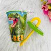 Dinoszaurusz T-Rex szívószálas pohár, műanyag 430 ml