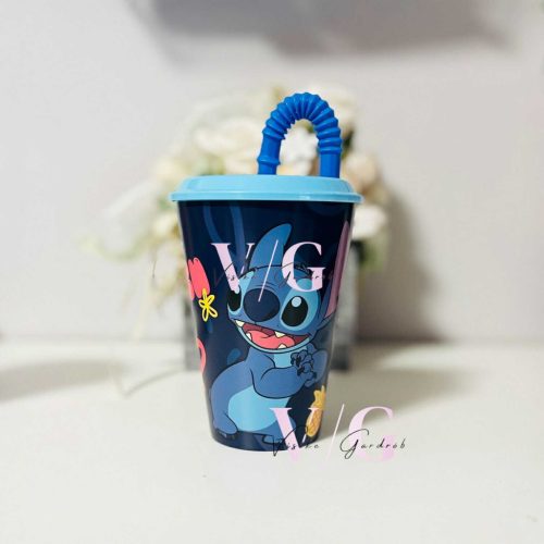 Lilo és Stitch szívószálas műanyag pohár 430ml