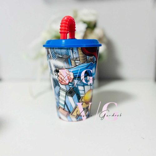Superman Savior szívószálas pohár, műanyag 430 ml
